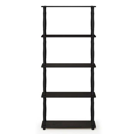 Furinno TURN-S-TUBE Storage Shelves, 5-Tier Book Shelf, Corner Shelf, Toolless Open Shelves, Classic Tubes, for Organization and Storage, Living Room, Garage, Home Office, Espresso