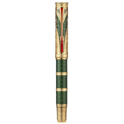 Hongdian D5X Fountain Pen Green Qin Dynasty Writing Pen, Fine Nib Smooth Pen with Converter and Pen Box Set