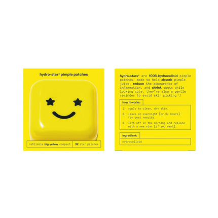 Starface Hydro Stars Big Yellow Hydrocolloid Pimple Stickers, Absorb Fluid and Reduce Inflammation, Cute Star Shape, Vegan and Cruelty Free Skincare, Pack of 32