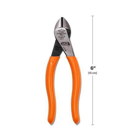 Klein Tools D2286 Diagonal Cutting Pliers, 6-Inch, Made in USA, Heavy-Duty Wire Cutters with High Leverage Design, Side Cutters with Laser Hardened Blades and Hot Riveted Joint