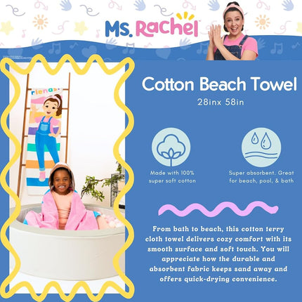 Franco Ms. Rachel Kids Super Soft Cotton Bath/Pool/Beach Towel, 58 in x 28 in, (Officially Licensed Product)
