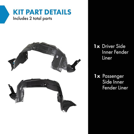 TRQ Inner Fender Liner Set Compatible with 1995-2000 Mazda Millenia