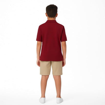 French Toast Boys' Short Sleeve Pique Polo, Burgundy, X-Large/18/20/ Husky