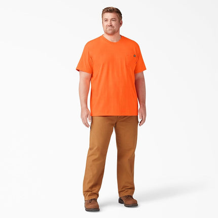 Dickies Men's Heavyweight Crew Neck Short Sleeve Tee T-Shirt, Bright Orange, Large