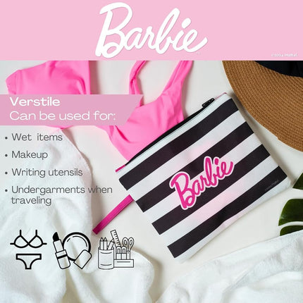 Franco Collectibles Barbie Beach/Pool Waterproof Swimsuit, Makeup, Toiletries Pouch Bag, (Officially Licensed Product)