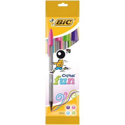 BIC Cristal Fun Ballpoint Pens - Pack of 4- Assort