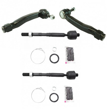 TRQ Front Inner Outer Tie Rod Rack End Kit Set 4pc