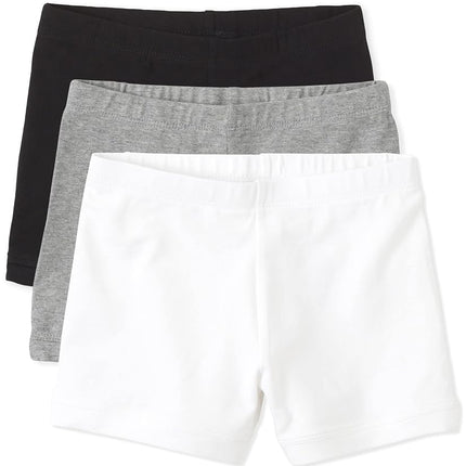 The Children's Place Girls Basic Cartwheel Short, Black/White/Heather Gray 3 Pack, Small