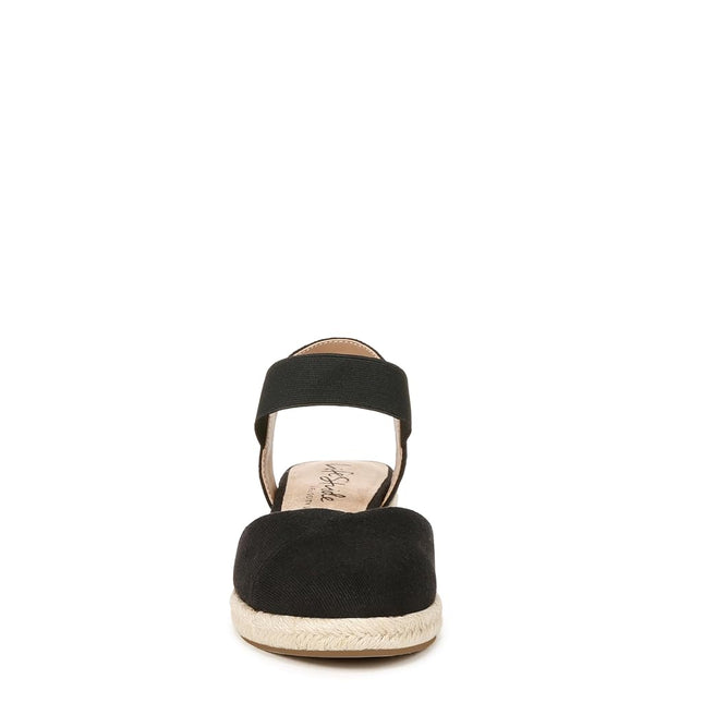 LifeStride Womens Kimmie Wedge Espadrilles Black 7.5 W