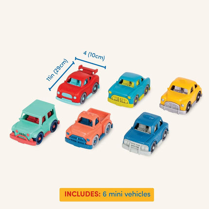Battat Wonder Wheels Mini Toy Cars, Mini Riders 6-Car Play Set