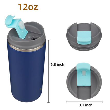 Konokyo Tumbler with Lid, 12 oz Travel Coffee Mug Double Wall Vacuum Stainless Steel Thermal Metal Cup Insulated Water Bottle,Sapphire