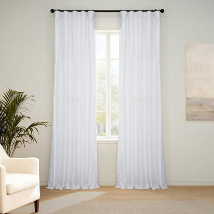 HPD Half Price Drapes PDCH-KBS1BO-120 Blackout Vintage Textured Faux Dupioni Curtain (1 Panel), 50 X 120, Ice