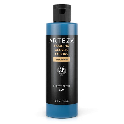 ARTEZA Acrylic Pouring Paint, 8 ounces, A601 Forest Green, High-Flow Acrylic Paint, No Mixing Needed, for Pouring on Canvas, Glass, Paper, Wood