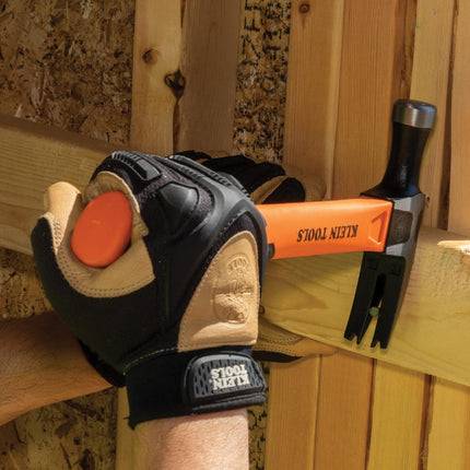 Klein Tools H80718 Straight-Claw Hammer with Smooth Head, 18-Ounce, Fiberglass Non-Slip Shock Absorbing Grip Handle with Tether Hole, 15-Inch