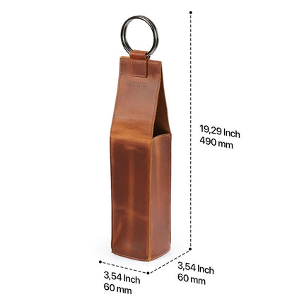 Londo Genuine Leather Wine Bottle Holder Carrier, Extended Protection, Comfortable Handles, Fits Most Bottles, 36cm