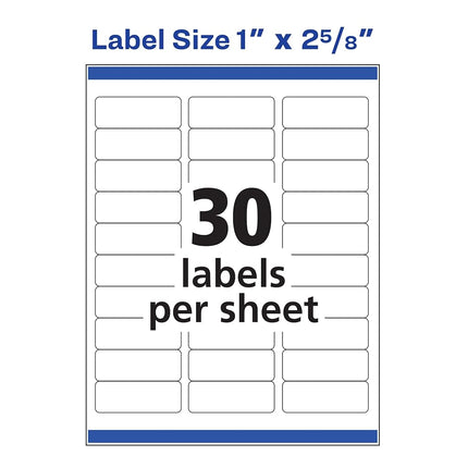 Avery Repositionable Address Labels for Inkjet Printers 1 x 2-5/8, Box of 3,000 (55160)
