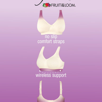 Fruit of the Loom Women's Plus Size Wireless Cotton Bra Full Coverage, Grey, 38DD