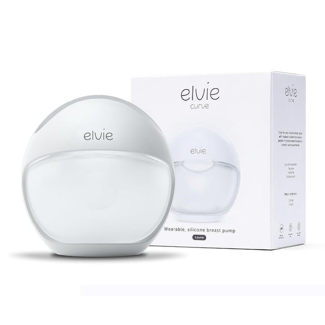 Elvie Curve Manual Wearable Breast Pump | Hands-Free, Kick-Proof, Portable Silicone Pump that Can Be Worn in-Bra for Gentle, Natural Milk Expression | Breast Feeding Essentials White