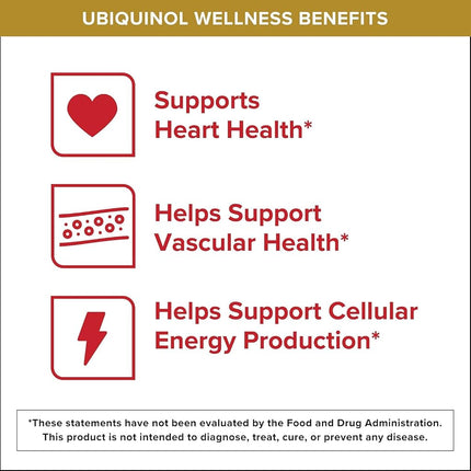 Qunol Ubiquinol CoQ10 Cápsulas blandas de 100 mg, Ubiquinol - Forma activa de Coenzima Q10, Antioxidante para la salud cardíaca, Niveles saludables de presión arterial, Beneficioso para usuarios de estatinas, 60 unidades