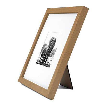 Americanflat 8x8 Picture Frame with Shatter-Resistant Glass - Use as 4x4 Frame with Mat or Display 8x8 Photo Without Mat - Signature Collection - Square Frames for Tabletop and Wall - Dark Oak