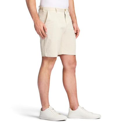 Izod Men's Saltwater 9.5" Flat Front Chino Short Casual, Stone, 36