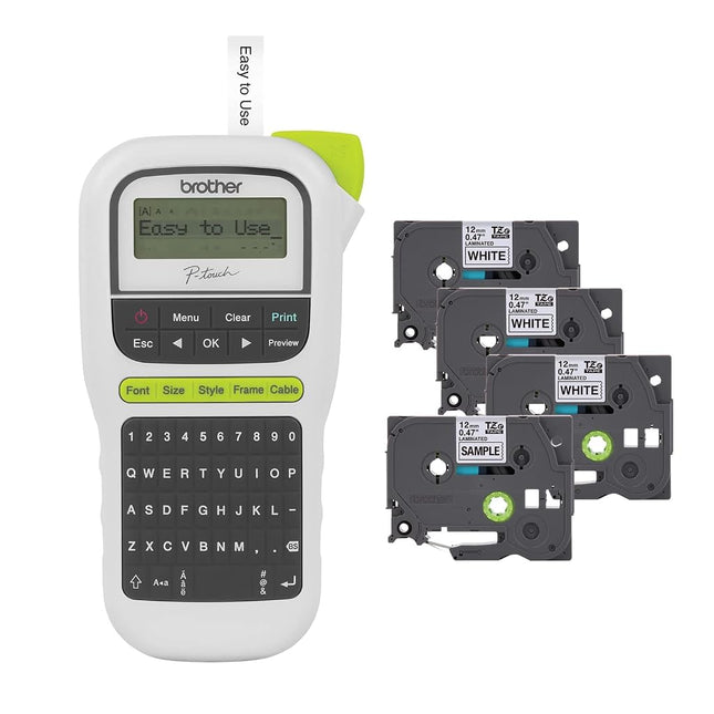 BROTHER P-Touch, PTH110BP, Easy Portable Label Maker Bundle (4 label tapes included)