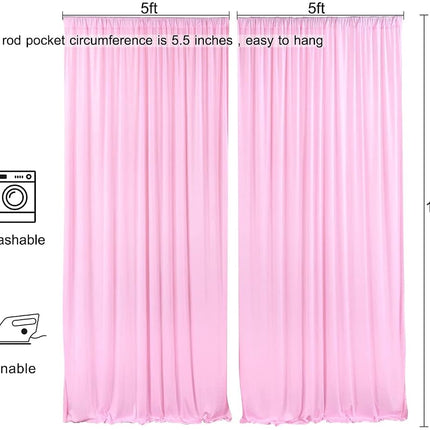 AK TRADING 10 feet x 10 feet Polyester Backdrop Drapes Curtains Panels with Rod Pockets - Wedding Ceremony Party Home Window Decorations - Pink (DRAPE-5x10-PINK)
