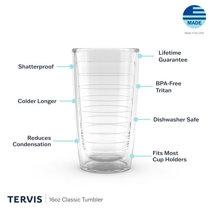 Tervis Clear & Colorful Tabletop Made in USA Double Walled Insulated Tumbler Travel Cup Keeps Drinks Cold & Hot, 16oz - 4pk, Assorted