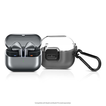 SAMSUNG Galaxy Buds 3 + Buds 3 Pro Clip Case with Carabiner, Keeps Charging Case Closed, Clear Cover Clips to Bag, Belt Loop, US Version, GP-FPR630HICBW, Transparent