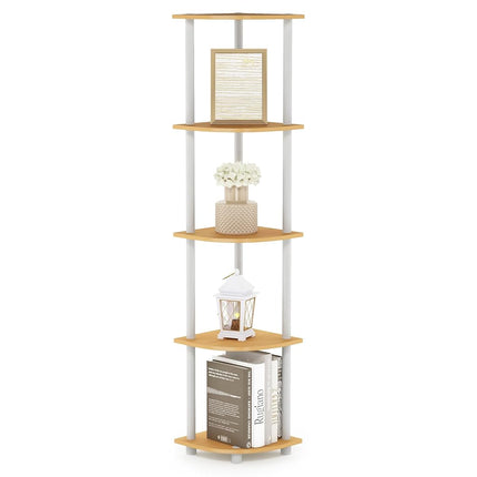 Furinno TURN-N-TUBE Corner Shelf, 5-Tier Corner Bo
