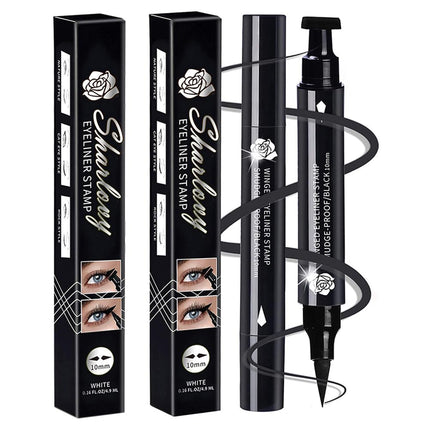 BONNIESTORE 2 Pack Dual-ended Winged Eyeliner Stamp, Waterproof Black Seal Pencil Long Lasting Wing Makeup Eye Liner Pen - 2 PACK