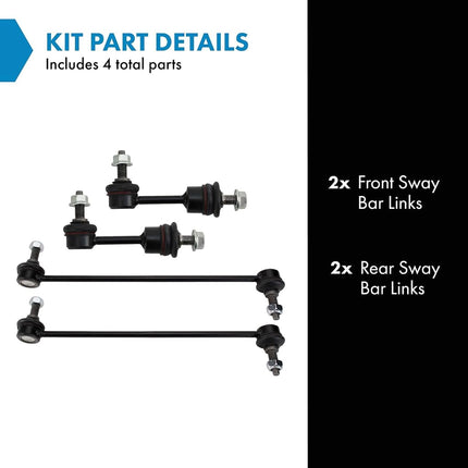 TRQ Front and Rear Sway Bar Link Set 4 Piece
