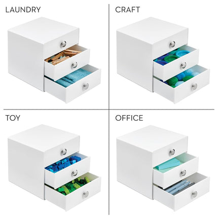 InterDesign 35301EU Makeup Storage Drawers, Plastic Desktop Drawer Organiser, White