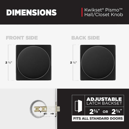 Kwikset 97402-854 Pismo Keyed Entry Door Knob Featuring SmartKey Security, Round, Iron Black