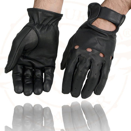 Milwaukee Leather SH247 Guantes de conducir de cuero sin forro estilo clásico para hombre (negro, mediano)