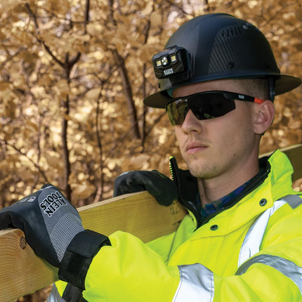 KLEIN TOOLS 60839 Winter Work Gloves, Knit Dipped ANSI A4 Cut Resistant Gloves, Sandy Latex Coated, Fleece-Lined, Touchscreen Capable, Large