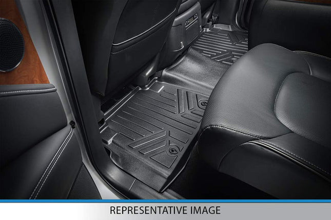 SMARTLINER Floor Mats 2nd Row Liner Black for 2001-2006 Chevy/GMC/Cadillac Pick-Up and SUV - 2007 Classic Truck Models