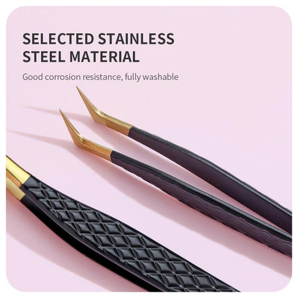ANNAFRIS Lash Tweezers for Eyelash Extensions,Precision Fiber Tip Tweezers for False Eyelashes,Stainless Steel Tweezers(A3+5+6+7+8)