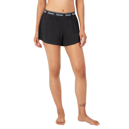 Hanes Women's Originals Sleep, Pajama Shorts, 2-Pack Bottom, Marbled Grey/Black, M (Pack of 2)