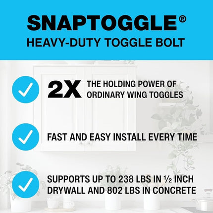TOGGLER SNAPTOGGLE Drywall Anchor with Included Bolts for 1/4-20 Fastener Size; Holds 265 pounds Each in 1/2-in Drywall by TOGGLER (12 Pack)