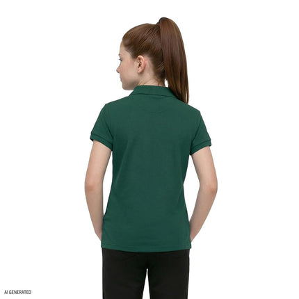 Izod Girls' School Uniform Short Sleeve Polo Shirt, Button Closure, Comfortable & Soft Interlock Fabric, Forest Green, 16