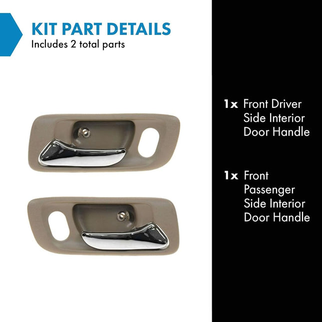 TRQ Beige Front Interior Door Handle Pair Set for Accord 4 Door