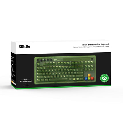 8BitDo Retro 87 Mechanical Keyboard with RGB Backlight, Bluetooth/2.4G/USB-C Hot Swappable Wireless Gaming Keyboard for Windows and Android - Xbox Edition (Officially Licensed) [video game]