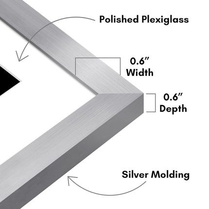 Americanflat Silver 11x14 Picture Frame Set of 2 with Polished Plexiglass and Classic Design for Wall Display