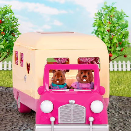Li'l Woodzeez Happy Camper Dollhouse Playset, Pink Camper 40-Piece