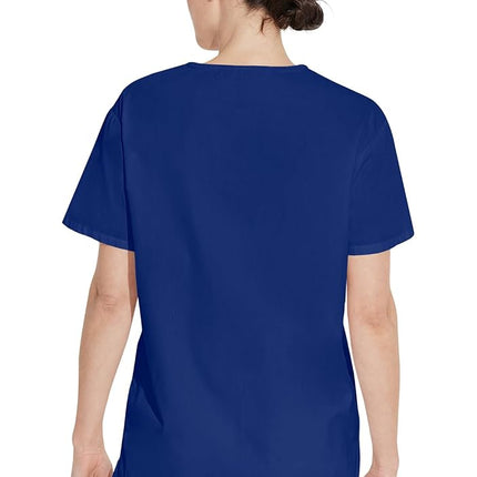 Dickies EDS Signature Scrubs for Women and Scrubs for Men, Unisex One Pocket V-Neck Top in Soft Brushed Poplin 83706, Galaxy Blue, XXXXL