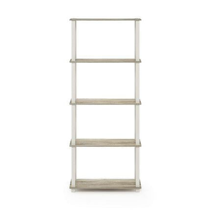 Furinno TURN-S-TUBE Book Shelf, 5-Tier Toolless Storage Shelves with Square Tubes, Shelving Unit for Organization and Storage for Living Room, Home Office, Sonoma Oak