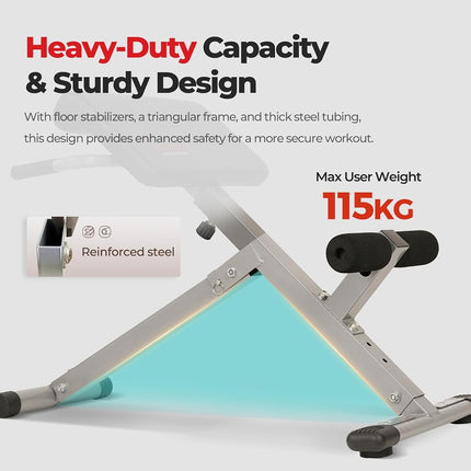 Sunny Health & Fitness Foldable Roman Chair, 45-Degree Hyperextension Bench