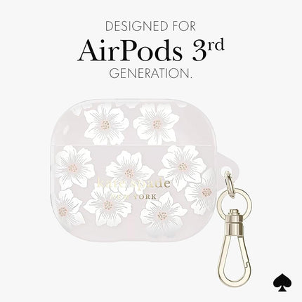Kate Spade New York AirPods Protective Case with Keychain Ring - Hollyhock Cream, Compatible with AirPods 3rd Generation