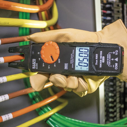 Klein Tools CL360 CL360 Electrical Tester, Open Jaw Fork Non-Contact Voltage Meter with TRMS Technology, with Case, Test Leads and Batteries